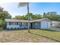 Charming single-story home with a well-maintained lawn, bright, white exterior, and mature trees at 10137 Oleander Dr, Port Richey, FL 34668