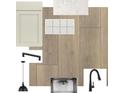 Sample materials featuring floor, cabinet, countertop, sink, backsplash and hardware at 10708 Oak Bend Dr, Parrish, FL 34219