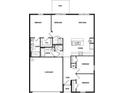 Open-concept floor plan featuring a spacious kitchen, dining room, great room, and three bedrooms including main bedroom at 3061 Pink Gerbera Sq, Plant City, FL 33566