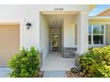 Welcoming entrance with stone accents and a clear view through the front door at 32648 Coldwater Creek Loop, Wesley Chapel, FL 33545