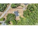 Aerial view of a home on a large lot surrounded by trees, showcasing the home's setting and privacy at 6821 Mary Lou Ln, Wesley Chapel, FL 33544