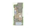 Detailed first floor plan featuring a pool, open kitchen and dining area, and a two car garage at 3406 W Arch St, Tampa, FL 33607