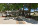 Attractive single-story house with mature trees in the front yard with white gravel at 6609 Dartmouth N Ave, St Petersburg, FL 33710