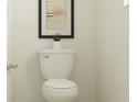 Cozy powder room featuring a modern toilet and decorative wall art at 16971 Warm Hand Ct, Land O Lakes, FL 34638