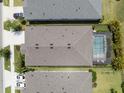 Gorgeous aerial view of a single Gathering house with a beautiful pool in the backyard and nice landscaping at 5609 Silver Sun Dr, Apollo Beach, FL 33572