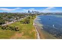 Scenic aerial view showcasing the home's proximity to the bay and city skyline, offering a desirable coastal lifestyle at 220 19Th S Ave, St Petersburg, FL 33705