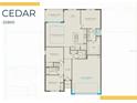 Cedar floorplan featuring a covered lanai, gathering room, kitchen, and a 2 car garage at 5703 Silverside Pine Ct, Lakewood Ranch, FL 34211