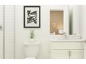 Bright bathroom featuring modern fixtures, white cabinets, and a subway tile shower at 6838 E 115Th St, Palmetto, FL 34221