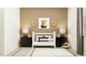 Bedroom decorated with neutral colors, a modern crib, and playful lion artwork at 6838 E 115Th St, Palmetto, FL 34221