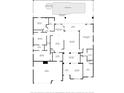 Layout featuring a primary bedroom suite, living spaces, kitchen, and outdoor screened porch with an attached swimming pool at 11906 Middlebury Dr, Tampa, FL 33626