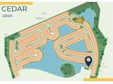 Community map of the Cedar development highlighting the location of homesites, amenities, and surrounding areas at 2535 Charter Oak Dr, North Port, FL 34289