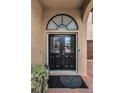 Inviting front entry with arched doorway and stylish double doors at 5807 Cay Cove Ct, Tampa, FL 33615