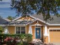 Inviting home with vibrant front door, manicured landscaping, and a welcoming entrance at 6018 Gannetdale Dr, Lithia, FL 33547