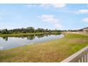 Scenic view of the pond and backyard, offering a serene and private outdoor space at 4025 Capri Coast Dr, Plant City, FL 33565