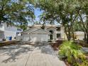 Beautiful home exterior with a spacious driveway and a charming, well-landscaped front yard at 8114 Pond Shadow Ln, Tampa, FL 33635