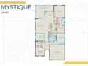 Detailed floor plan layout of the Mystique model home, showcasing the room dimensions and layout at 2541 Charter Oak Dr, North Port, FL 34289
