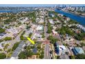 Real estate aerial view showcases the home's proximity to downtown and the waterfront at 404 E Davis Blvd, Tampa, FL 33606