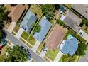 Aerial view displaying the property boundaries of a home with well-kept landscaping at 2486 Hickman Cir, Clearwater, FL 33761