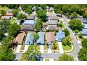 Aerial view of a neighborhood showcasing the property's location and surrounding homes at 2486 Hickman Cir, Clearwater, FL 33761