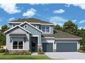 Charming two-story home with a two car garage, stone accents, landscaped yard and covered entry at 31418 Hayman Loop, Wesley Chapel, FL 33545