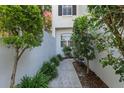 Landscaped walkway with mature trees to the side of the property at 202 S Lincoln Ave, Tampa, FL 33609