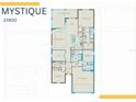 Detailed floorplan showcasing the layout of the Mystique home with bedroom, kitchen, and living spaces at 4576 Blue Star Ct, North Port, FL 34289