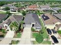 Aerial shot showcasing the front of this attractive single-Gathering home and neighbor's properties at 17529 Buckingham Garden Dr, Lithia, FL 33547