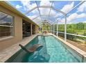 The screened-in pool offers a private oasis, views of nature, and ample seating at 3254 Grassglen Pl, Wesley Chapel, FL 33544