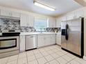 Updated kitchen with stainless steel appliances, sleek white cabinets, and a modern backsplash at 8345 81St Ct, Seminole, FL 33777