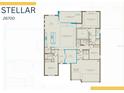 Stellar floor plan showcasing the layout of this home including the kitchen, gathering room, and owner's suite at 1845 Ridgemore St, North Port, FL 34289