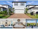 Charming two-story home boasts a paved driveway, two-car garage, and well-maintained landscaping at 18172 Ramble On Way, Land O Lakes, FL 34638