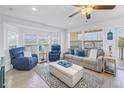 Bright and airy living room with plush seating and bay windows overlooking the water at 100 Windrush Blvd # 1, Indian Rocks Beach, FL 33785