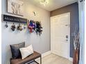Welcoming entryway features a charming bench, decorative accents, and stylish decor, creating a cozy atmosphere at 5316 Ladywell Ct, Tampa, FL 33624