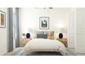 Inviting bedroom with a cozy bed, stylish decor, bedside tables with lamps and a Mt Tamalpais wall art print at 12624 Aura Moonlight Ter, Parrish, FL 34219
