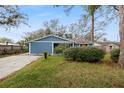 Quaint single-story home with a well-manicured lawn and mature shrubbery at 7247 Oelsner St, New Port Richey, FL 34652