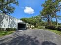 Exterior view of home featuring mature trees, manicured lawn, and long driveway to a carport at 4175 Northmeadow Cir # 4175, Tampa, FL 33618