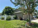 Well-maintained side yard featuring lush green grass and mature landscaping at 2820 Pankaw Ln, Valrico, FL 33596