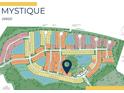 Community map showcasing lot locations, roadways, and amenities within the Mystique neighborhood at 1770 Pepper Grass Dr, North Port, FL 34289