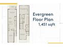 Evergreen floor plan boasts 1,451 sqft, showcasing the layout of the main living areas, bedrooms, and garage at 13084 Stillmont Pl, Tampa, FL 33624