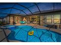 Screened-in pool and spa area featuring a cheerful yellow duck and outdoor seating at 8717 Emeraldwood Way, Land O Lakes, FL 34637