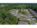 Aerial view highlighting the home's position on a quite circle, with nearby homes and lush natural surroundings at 12669 Eastpointe Dr, Dade City, FL 33525
