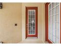 A glass-paneled front door allows natural light into the home's entryway at 6404 Mayra Shores Ln, Apollo Beach, FL 33572