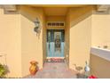 Charming entryway with decorative glass door and stylish accents at 1348 Emerald Dunes Dr, Sun City Center, FL 33573