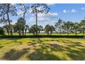 Scenic backyard view with lush greenery, mature trees, and a glimpse of a golf course at 1714 Cypress Ave, Belleair, FL 33756