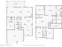 Detailed floorplan showcasing the layout of the home, including room dimensions and key features on both floors at 2387 Bartolo Dr, Land O Lakes, FL 34639