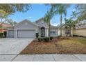 Charming single-story home with a well-manicured lawn, mature landscaping, and an attached two-car garage at 10506 Sky Flower Ct, Land O Lakes, FL 34638