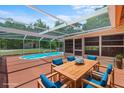 Enclosed patio area with a private pool, perfect for outdoor relaxation and entertaining at 7095 South St, Webster, FL 33597