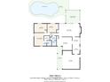 Detailed floor plan showcasing the layout of the home, including the pool, rooms, and overall dimensions at 8520 Woodall Ct, Tampa, FL 33615