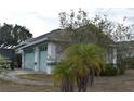Attached two-car garage featuring light blue doors and ample parking space on a paved driveway at 10223 Tarragon Dr, Riverview, FL 33569