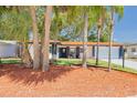Inviting single-story home with a vibrant orange roof, lush lawn, and mature trees surrounding the property at 2156 Greenbriar Blvd, Clearwater, FL 33763